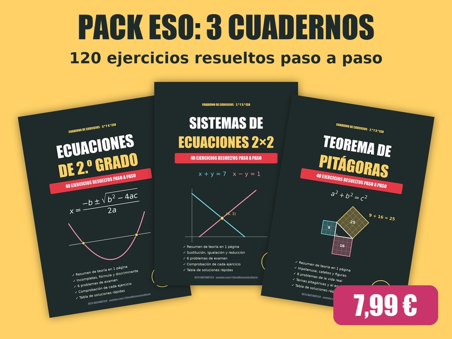 Pack de 3 cuadernos PDF de matemáticas de ESO
