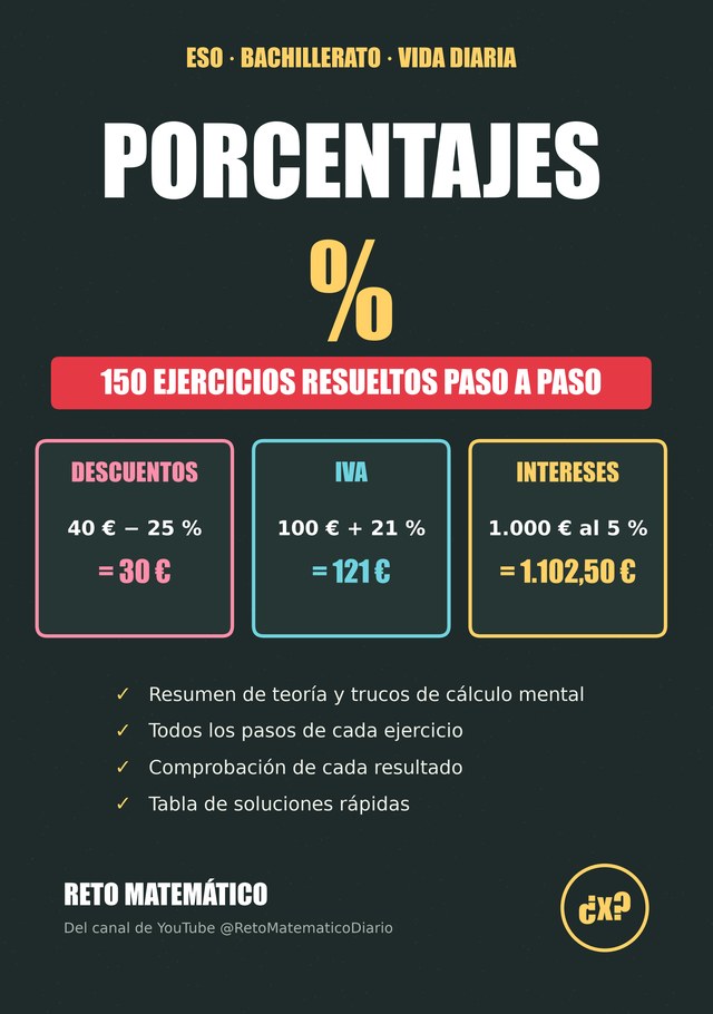 Libro Porcentajes: 150 ejercicios resueltos paso a paso